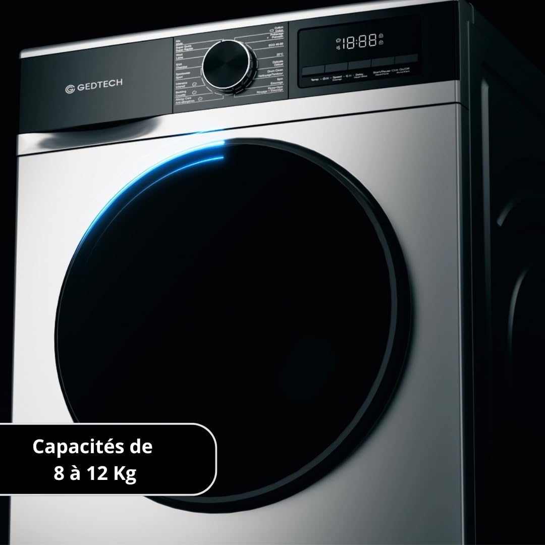 Lave-linge frontal - 12 Kg - 1400 tr/mn - 16 programmes - Eco - Intensif - Rapide